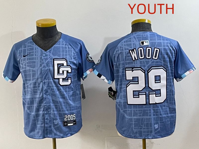 Youth 2025 Washington Nationals #29 Wood Blue Joint Name Nike MLB Jersey style 1